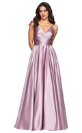 V-Neck Satin Floor-Length Evening Dress - Chloe Dress