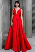 Black A-Line V-Neck Sleeveless Floor-Length Evening Gown - Chloe Dress