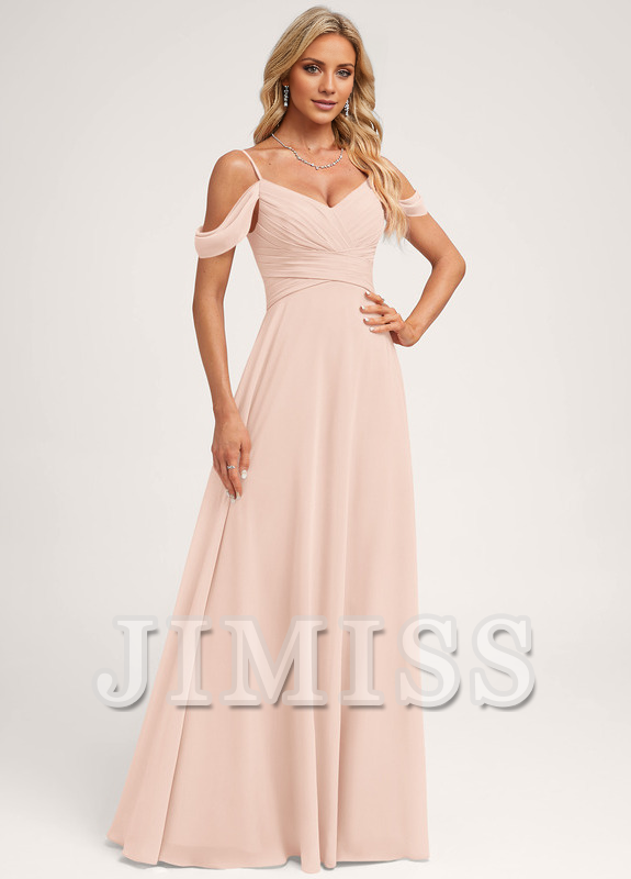 A-Line Off-Shoulder Chiffon Floor-Length Wedding Dress - Chloe Dress