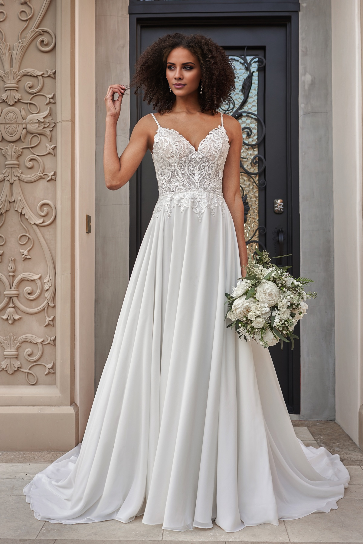 A-Line Beaded Floor-Length Wedding Dress - Chloe Dress