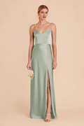 V-Neck Satin Floor-Length Wedding Dress - Chloe Dress