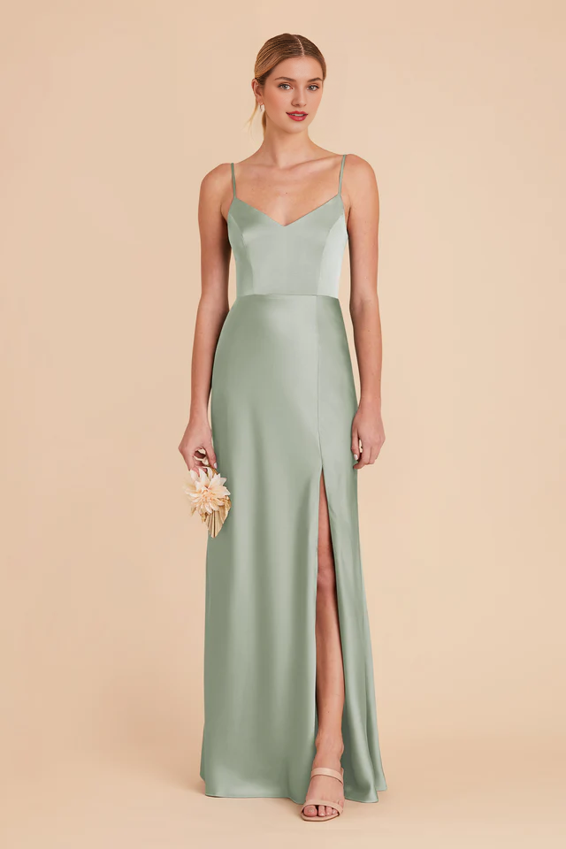 V-Neck Satin Floor-Length Wedding Dress - Chloe Dress
