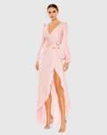 V-Neck Long Sleeve Asymmetric Floor-Length Evening Dress - Chloe Dress