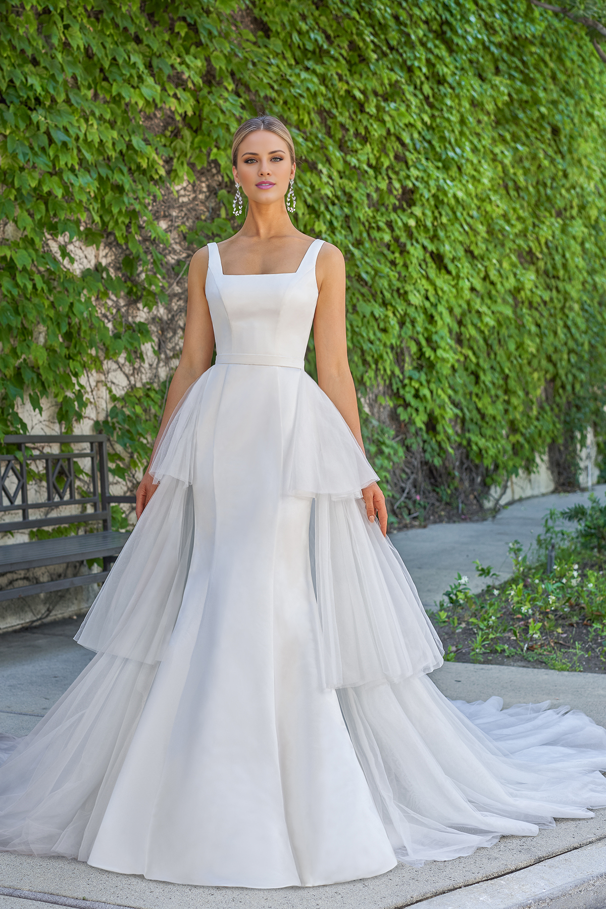 Square Neck Satin Floor-Length Wedding Dress - Chloe Dress