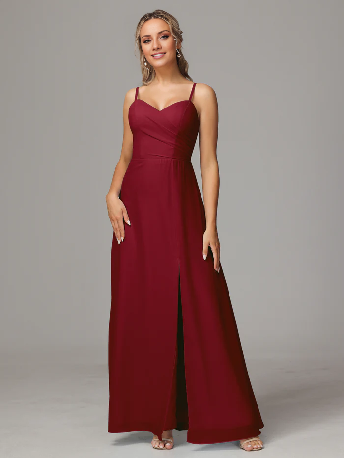 Sweetheart Chiffon High Slit Wedding Dress - Chloe Dress