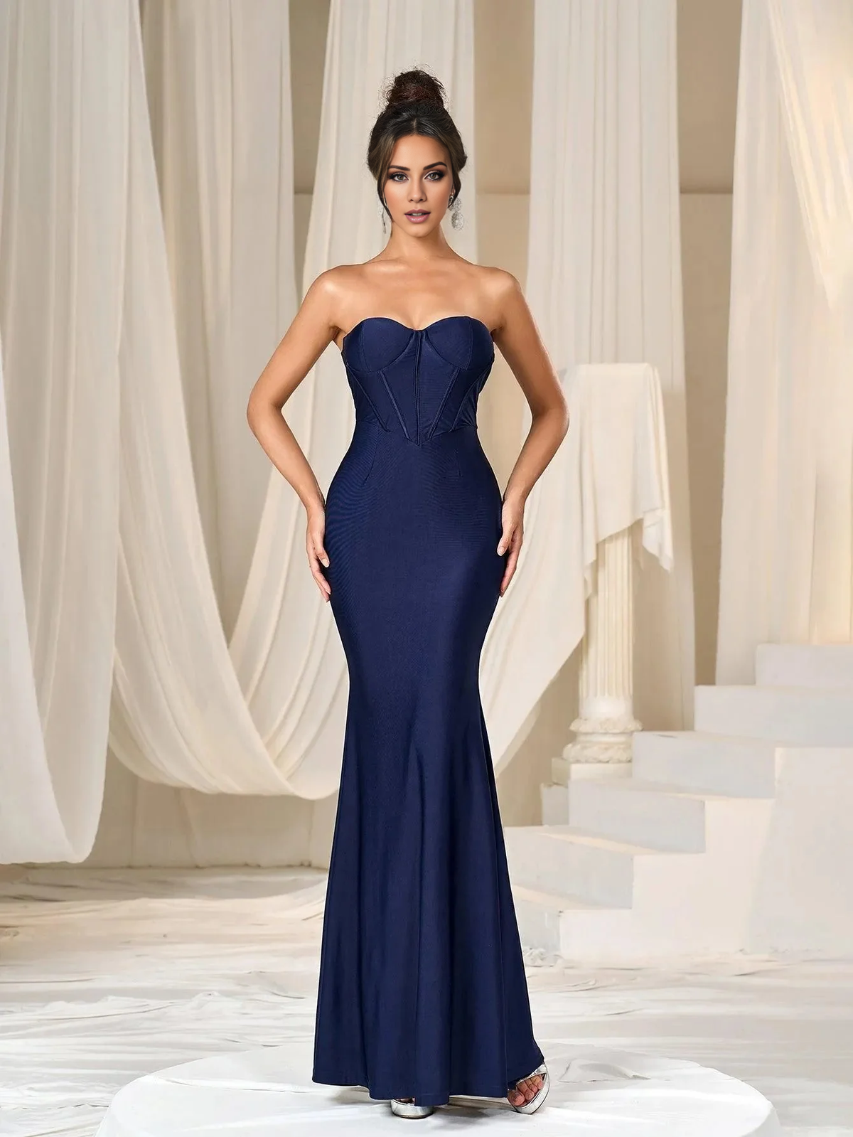 Mermaid Strapless Lace-Up Back Floor-Length Formal Dress - Chloe Dress