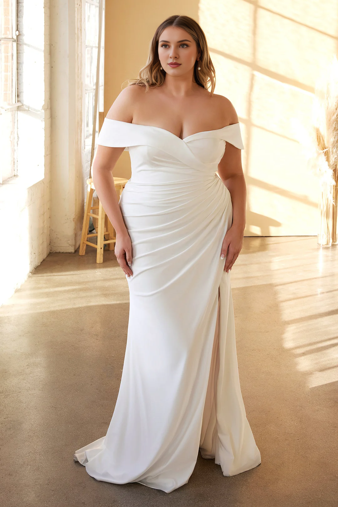 White Off-Shoulder Wedding Dress - Chloe Dress