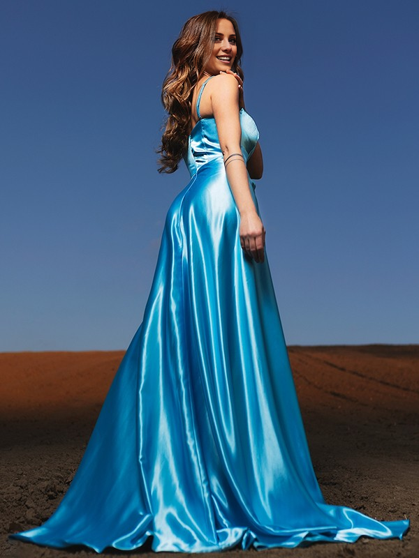A-Line Spaghetti Strap Satin Sleeveless Ruffled Dress - Chloe Dress