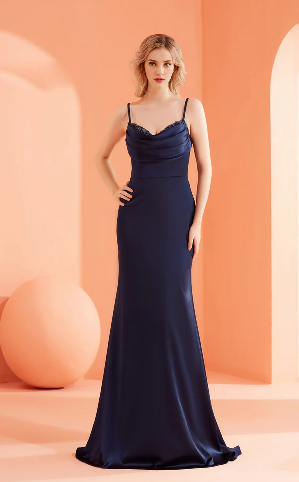 A-Line V-Neck Sleeveless Lace-Up Back Floor-Length Prom Dress - Chloe Dress