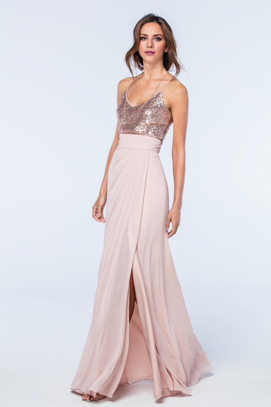 Off-Shoulder Sequin Sleeveless High Slit Floor-Length Evening Dress - Chloe Dress