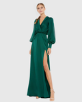 V-Neck Satin High Slit Floor-Length Evening Dress - Chloe Dress