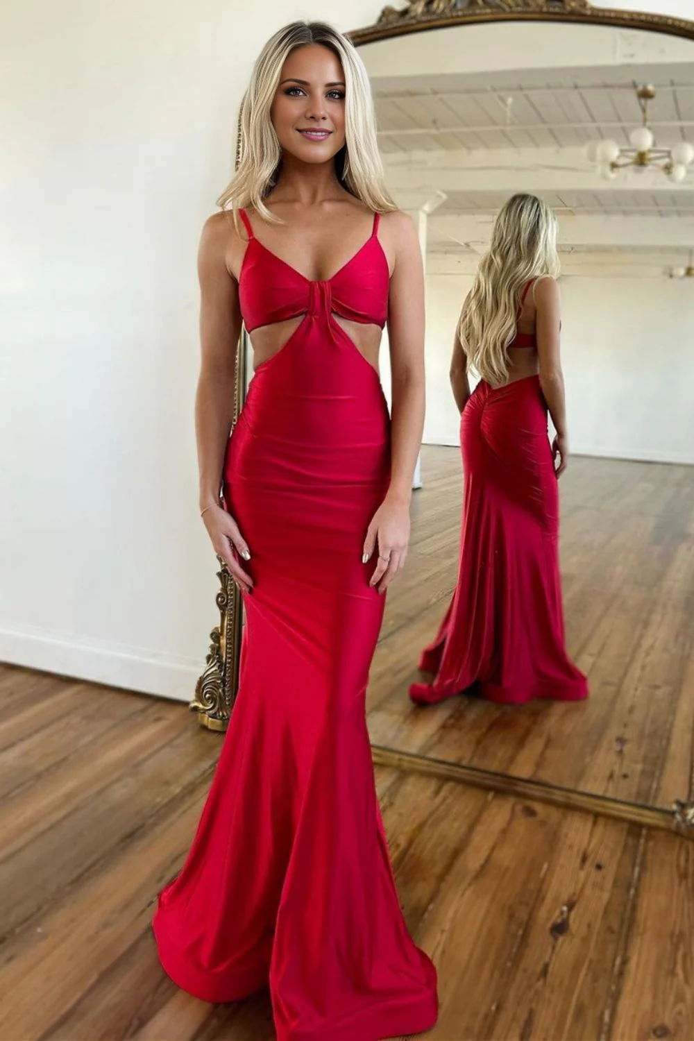 Red Mermaid Satin Prom Dress - Chloe Dress