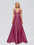 V-Neck Satin Floor-Length Wedding Dress - Chloe Dress