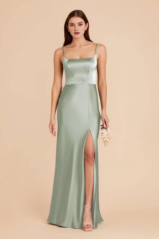 A-Line Satin High Slit Wedding Dress - Chloe Dress