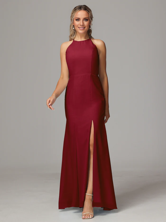 Chiffon Backless High Slit Wedding Dress - Chloe Dress
