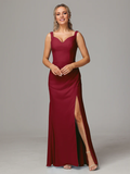 V-Neck Chiffon Sleeveless High Slit Wedding Dress - Chloe Dress