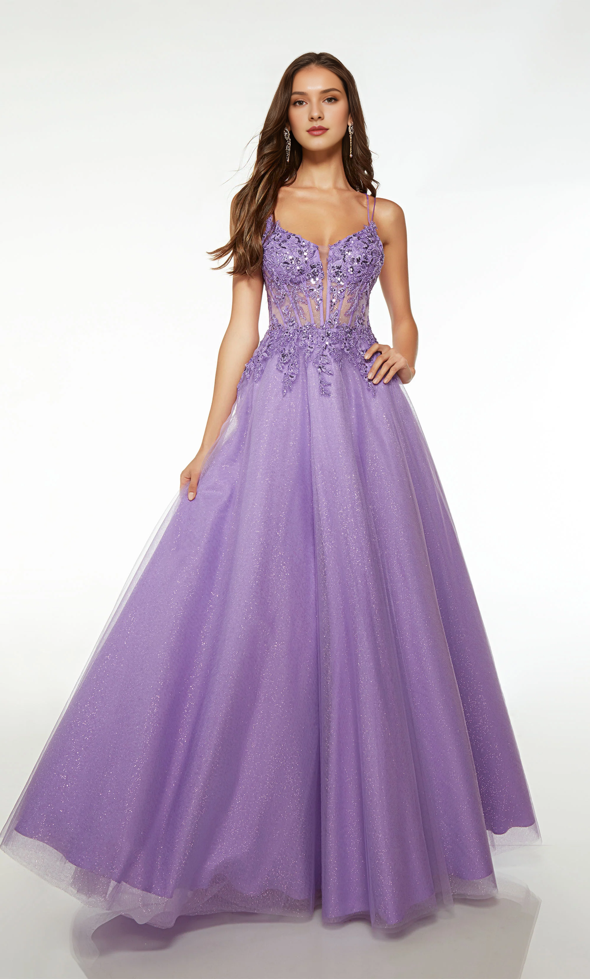 Chiffon Lace-Up Back Beaded Evening Gown - Chloe Dress
