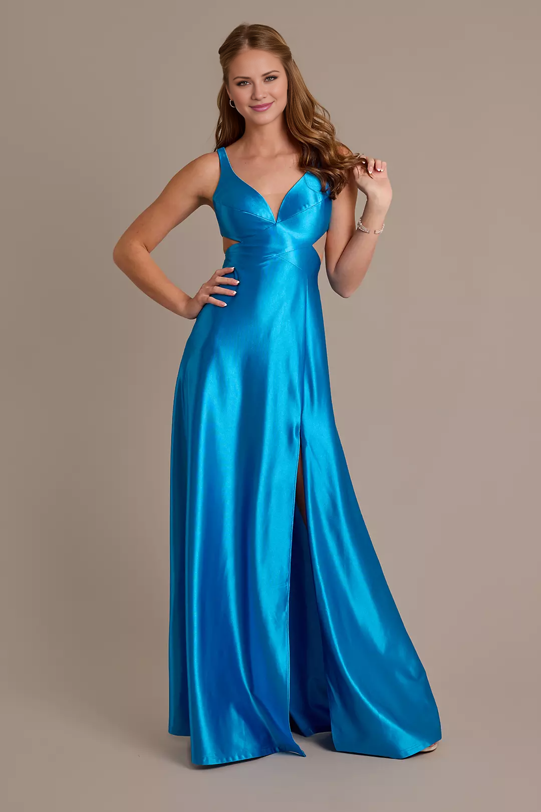 A-Line Satin Cutout Prom Dress - Chloe Dress