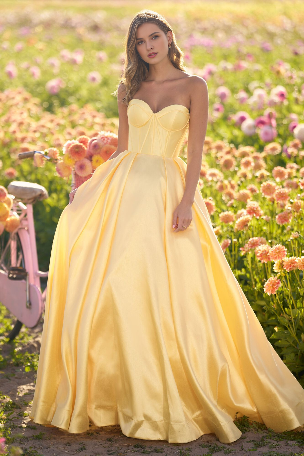 Strapless Lace-Up Back Floor-Length Prom Dress - Chloe Dress