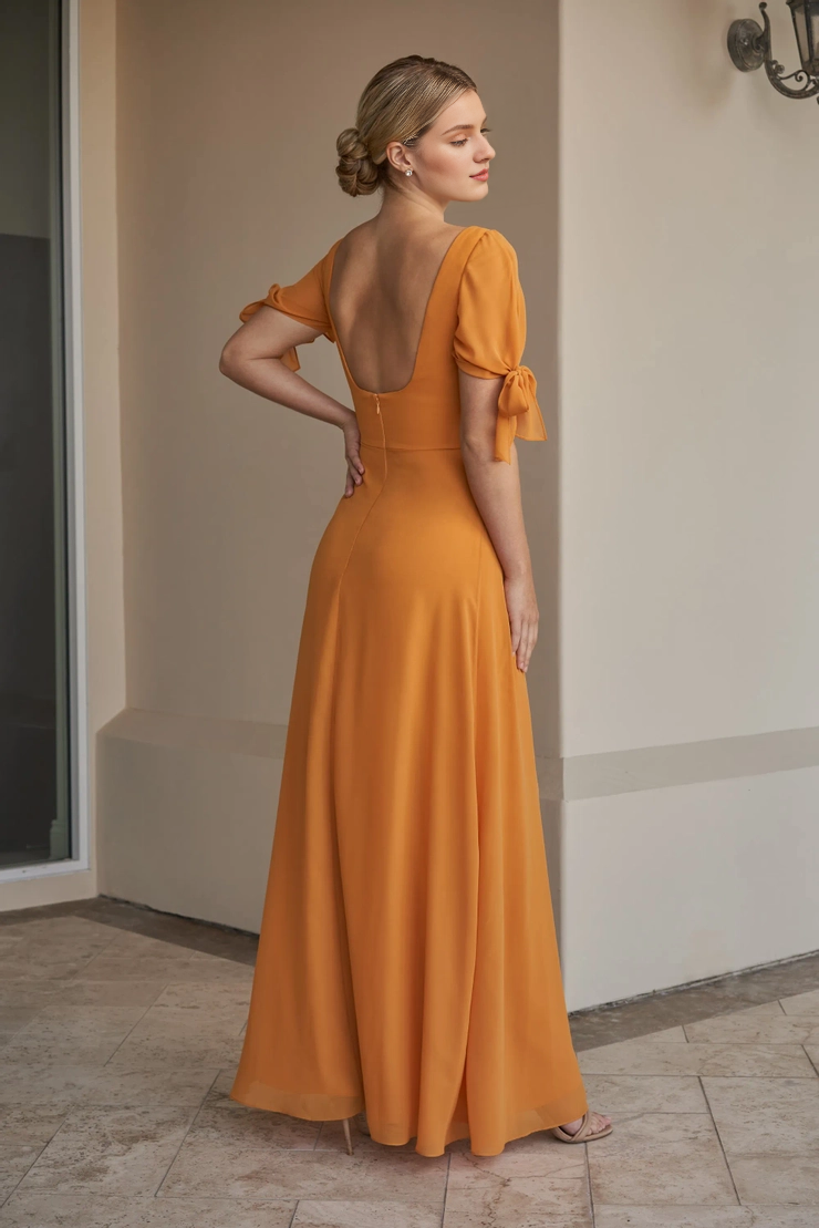 A-Line Square Neck Chiffon High Slit Wedding Dress - Chloe Dress