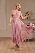A-Line V-Neck Chiffon Ruffled Wedding Dress - Chloe Dress