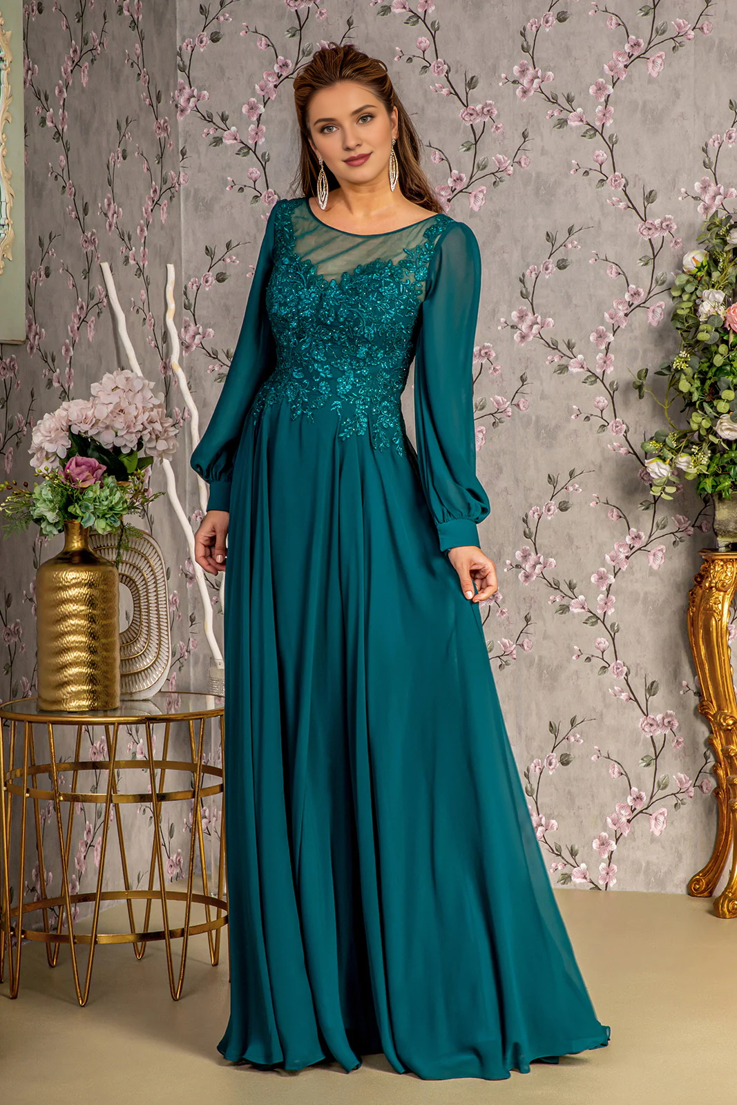Chiffon Long Sleeve Dress - Chloe Dress