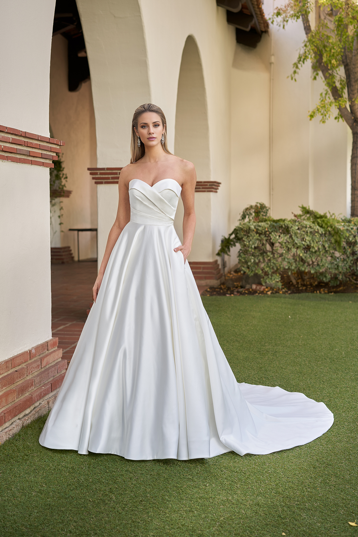 A-Line Strapless Satin Floor-Length Wedding Dress - Chloe Dress