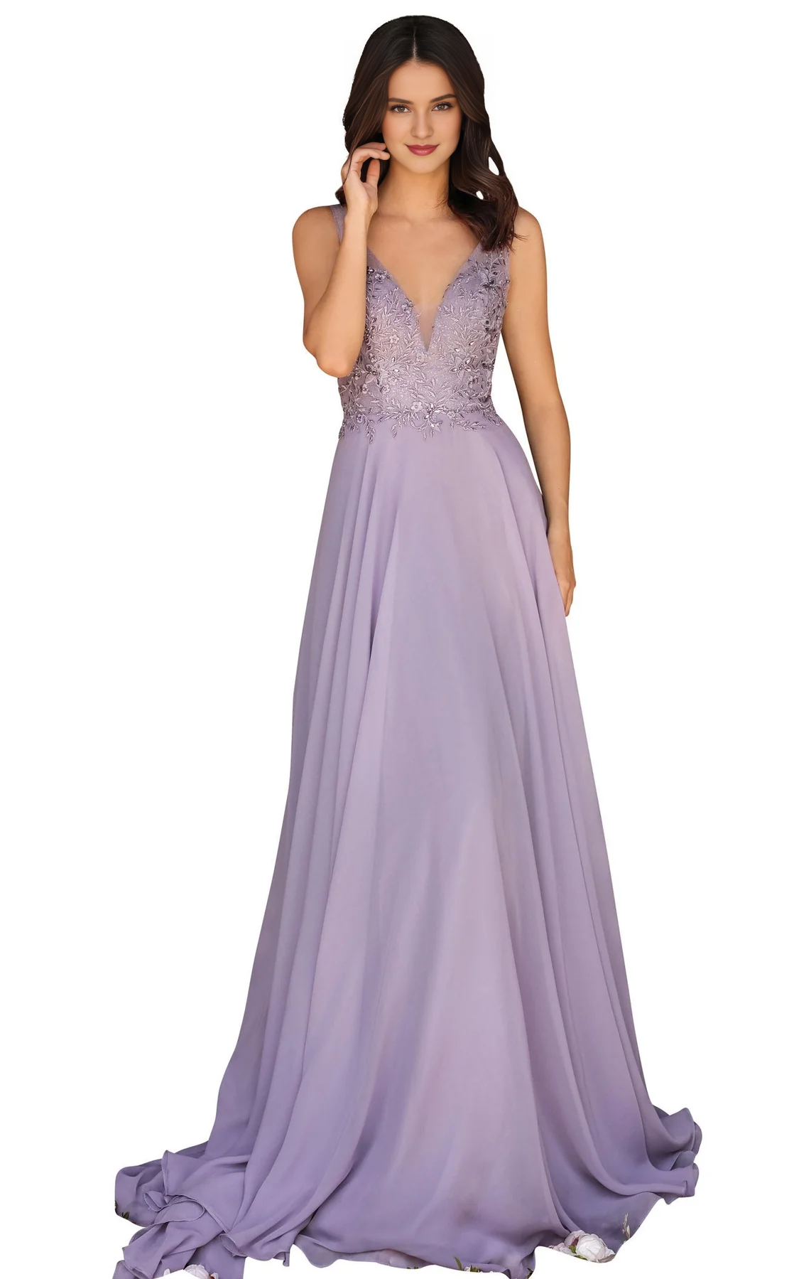 A-Line V-Neck Floor-Length Evening Dress - Chloe Dress