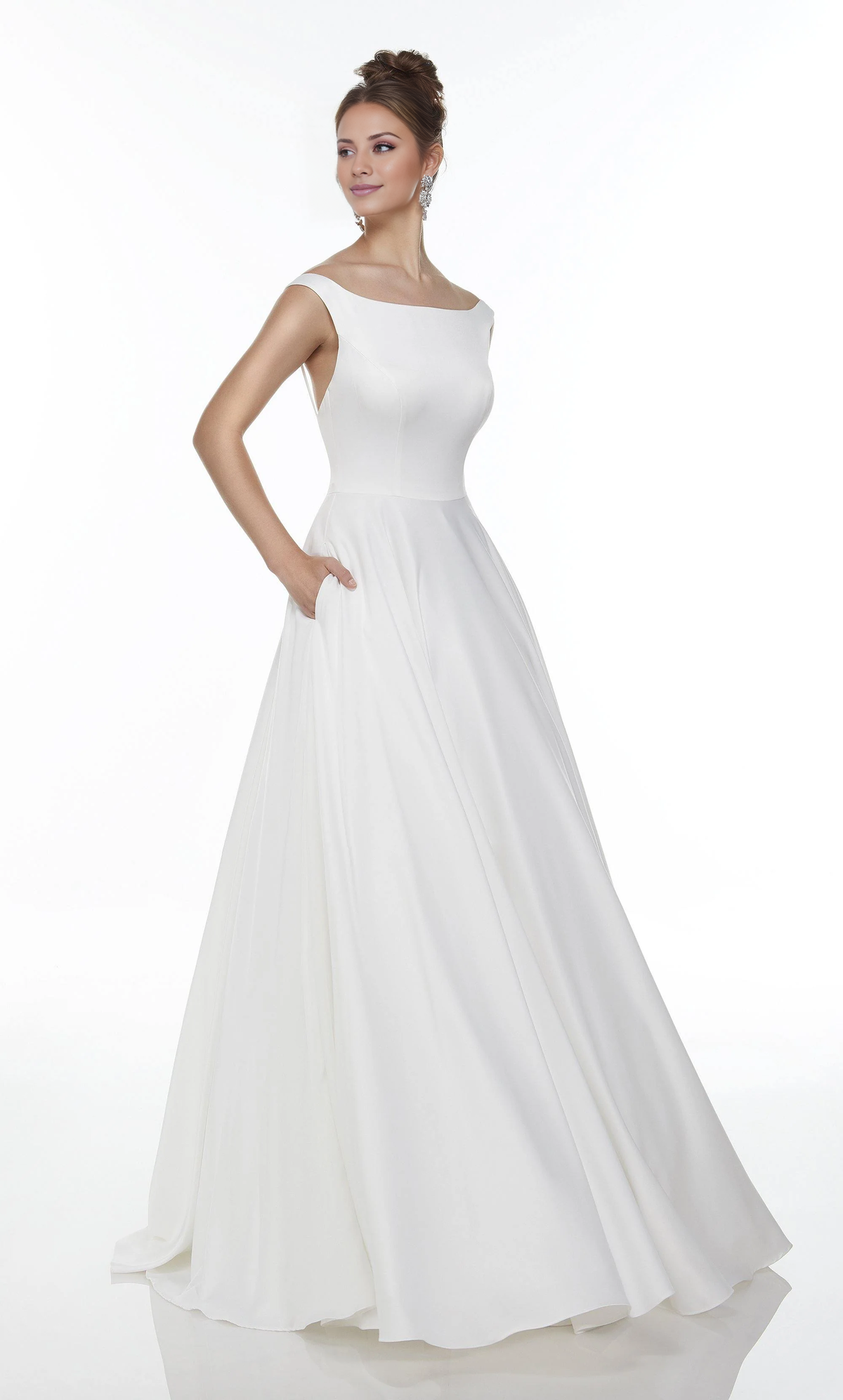A-Line Satin Button Back Wedding Dress - Chloe Dress