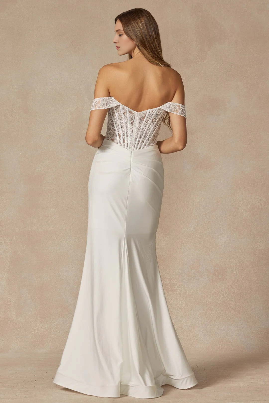 White Off-Shoulder Embroidered Wedding Dress - Chloe Dress