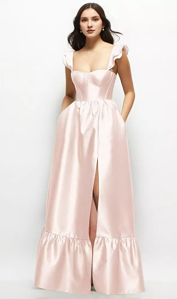 Satin Lace-Up Back Ruffled Wedding Dress - Chloe Dress