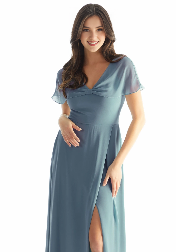 A-Line V-Neck Chiffon High Slit Floor-Length Dress - Chloe Dress
