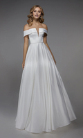 A-Line Off-Shoulder Satin Backless Floor-Length Wedding Dress - Chloe Dress