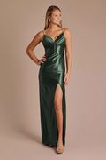 V-Neck Satin High Slit Floor-Length Prom Dress - Chloe Dress