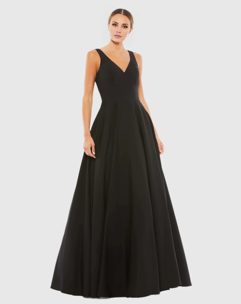 Black A-Line V-Neck Sleeveless Floor-Length Evening Dress - Chloe Dress