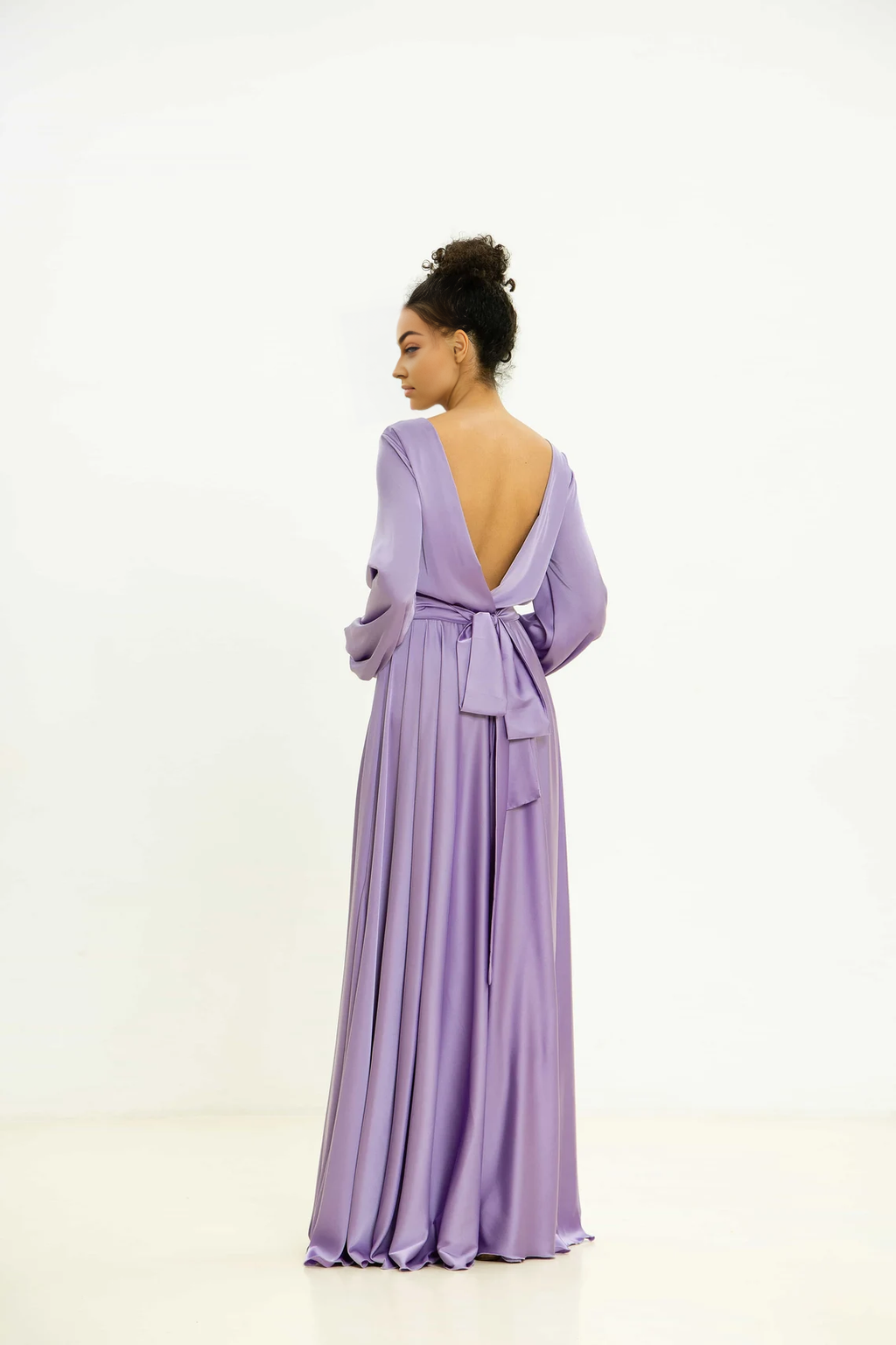Satin Long Sleeve Floor-Length Prom Dress - Chloe Dress