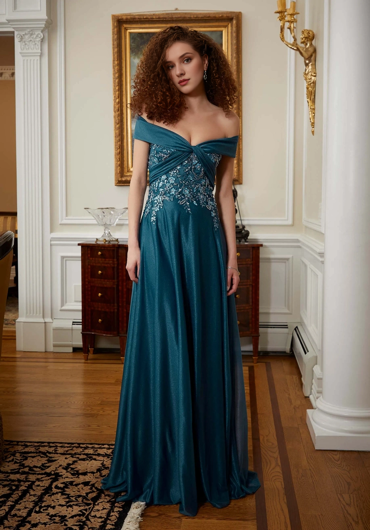 A-Line Off-Shoulder Lace-Up Back Evening Dress - Chloe Dress