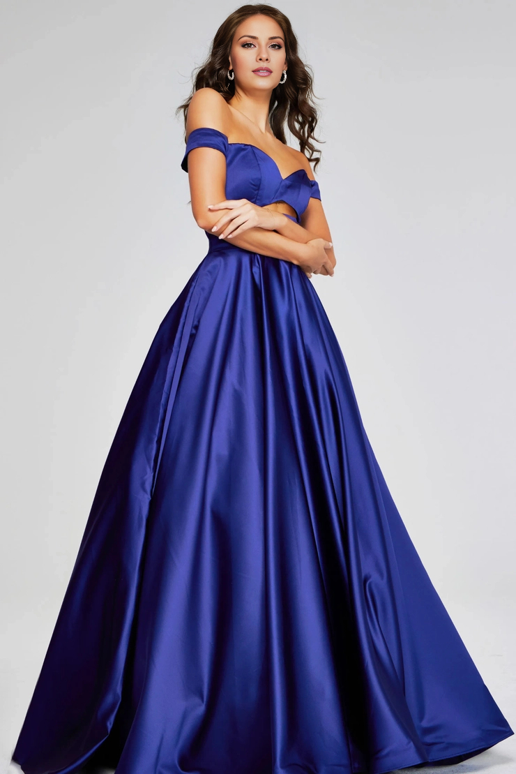 A-Line Off-Shoulder Satin Floor-Length Evening Gown - Chloe Dress