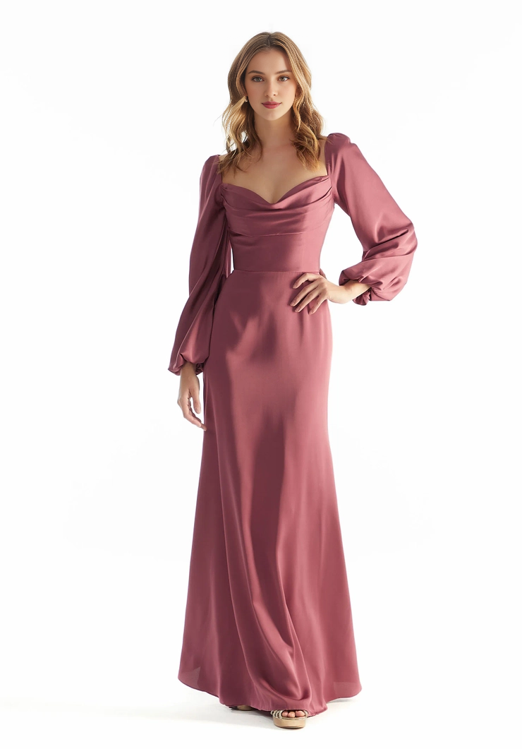 Square Neck Long Sleeve Zipper Back Floor-Length Dress - Chloe Dress