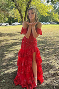 Red Mermaid Off-Shoulder Sequin Dress - Chloe Dress