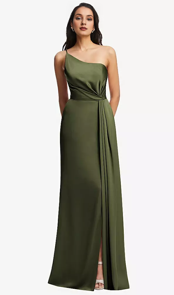 One-Shoulder Satin Pleated Prom Dress - Chloe Dress