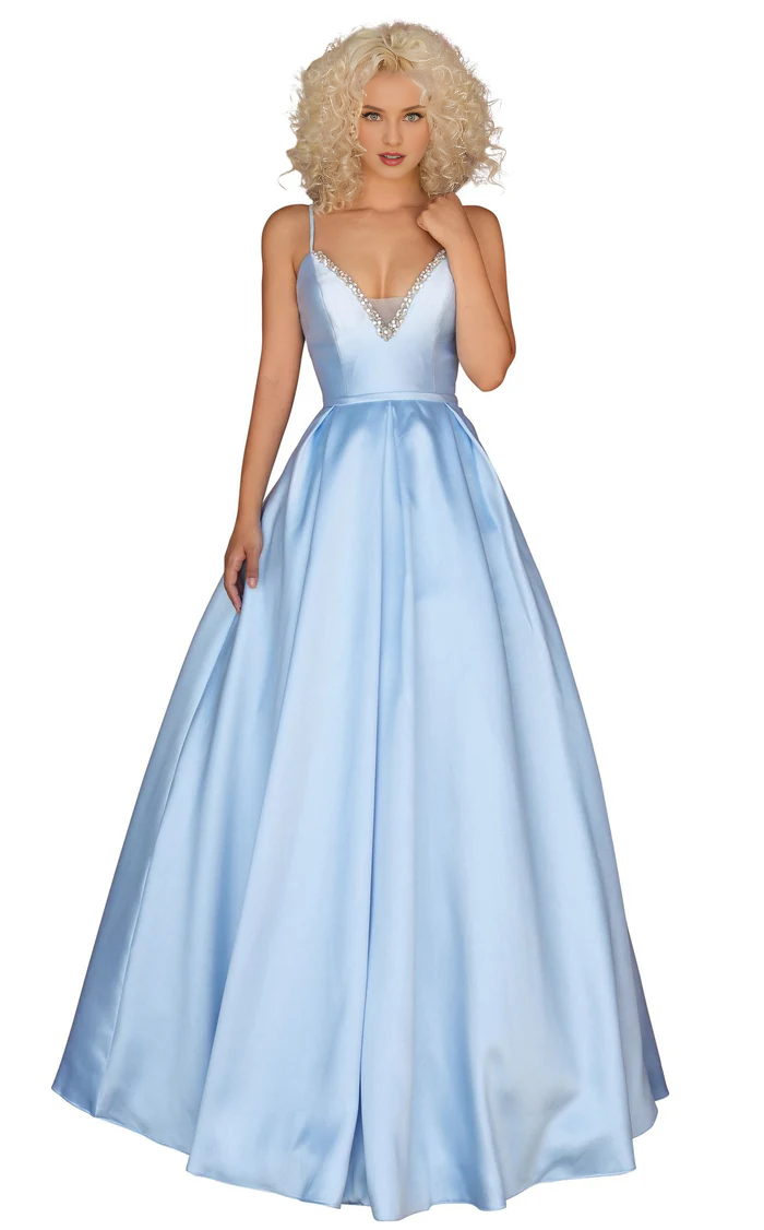 A-Line V-Neck Lace-Up Back Floor-Length Evening Dress - Chloe Dress