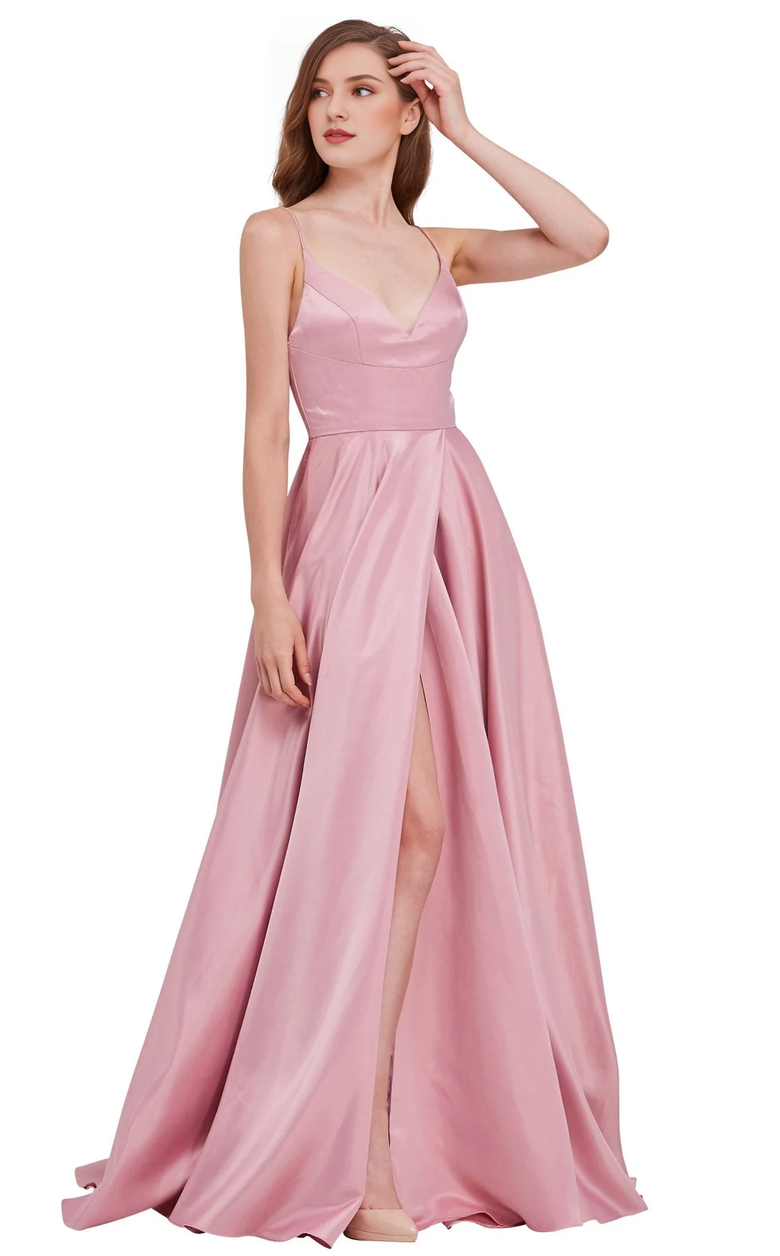 A-Line V-Neck Backless Floor-Length Evening Gown - Chloe Dress