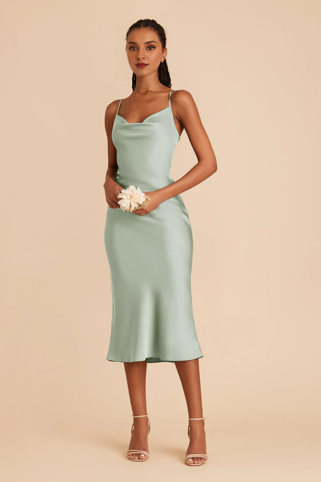 Zipper Back Pleated Wedding Dress - Chloe Dress