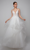 V-Neck Lace Lace-Up Back Floor-Length Wedding Dress - Chloe Dress