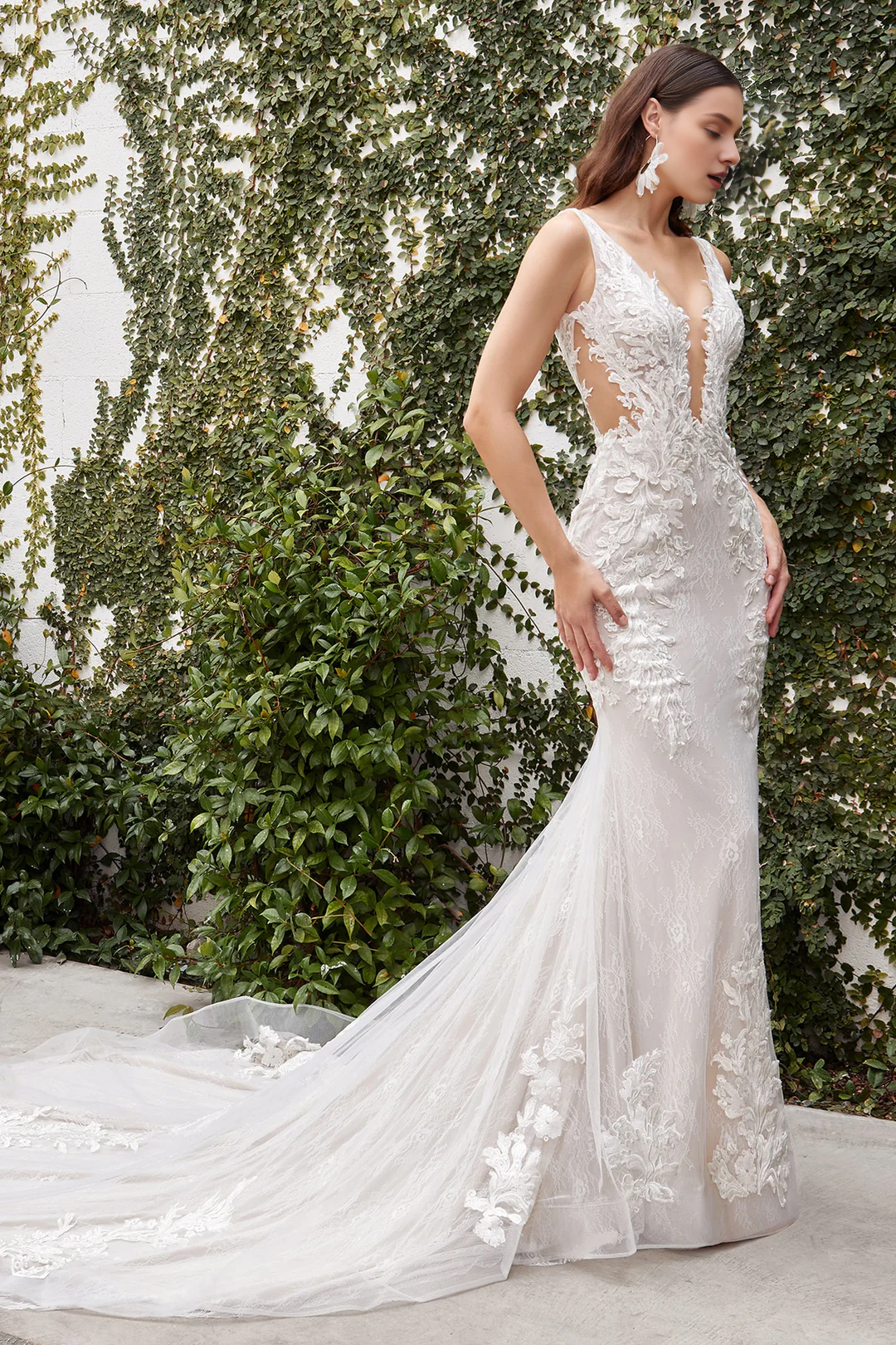 White Lace Long Sleeve Wedding Dress - Chloe Dress