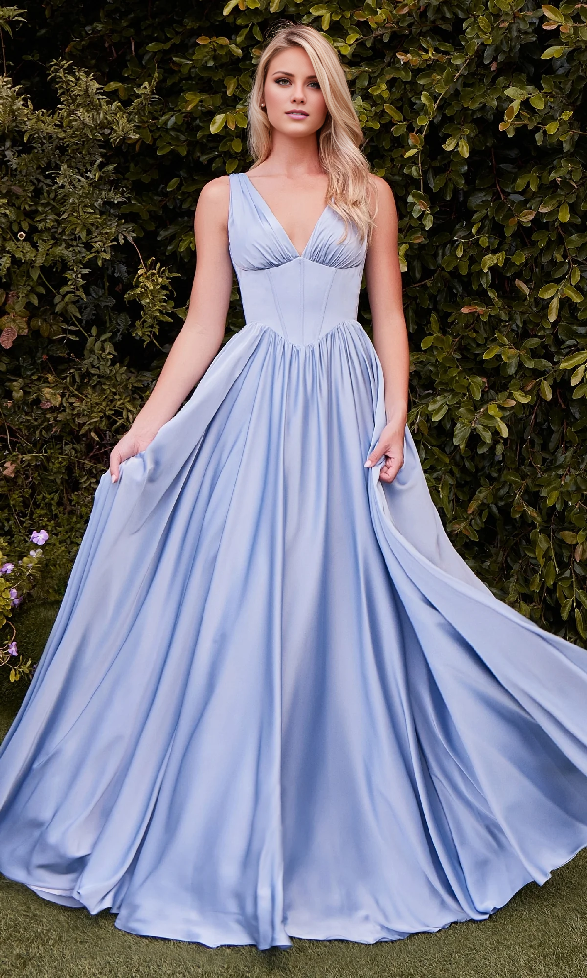 A-Line Satin Lace-Up Back Floor-Length Prom Dress - Chloe Dress