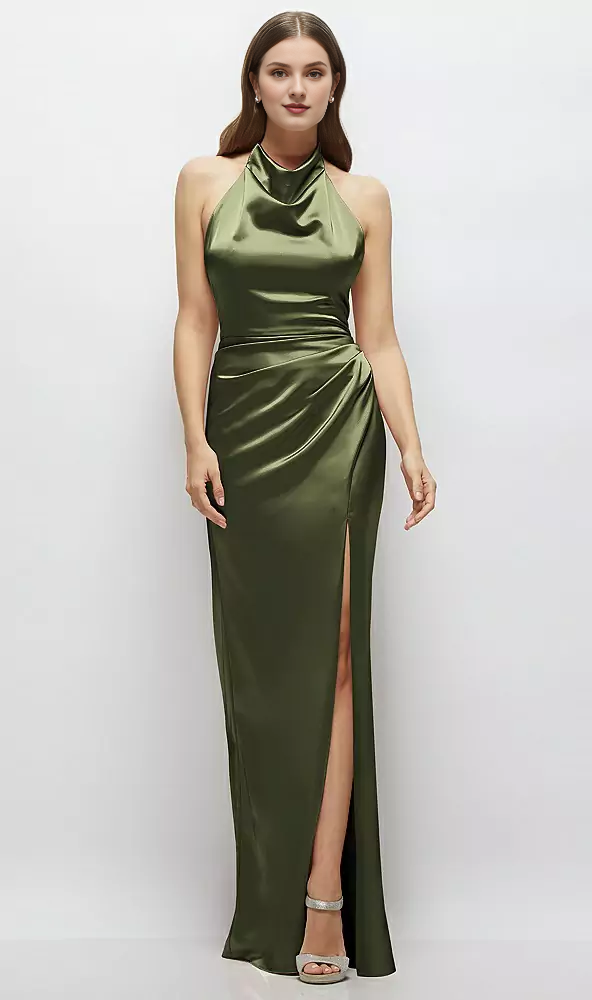 Cowl Neck Satin Backless Floor-Length Wedding Dress - Chloe Dress