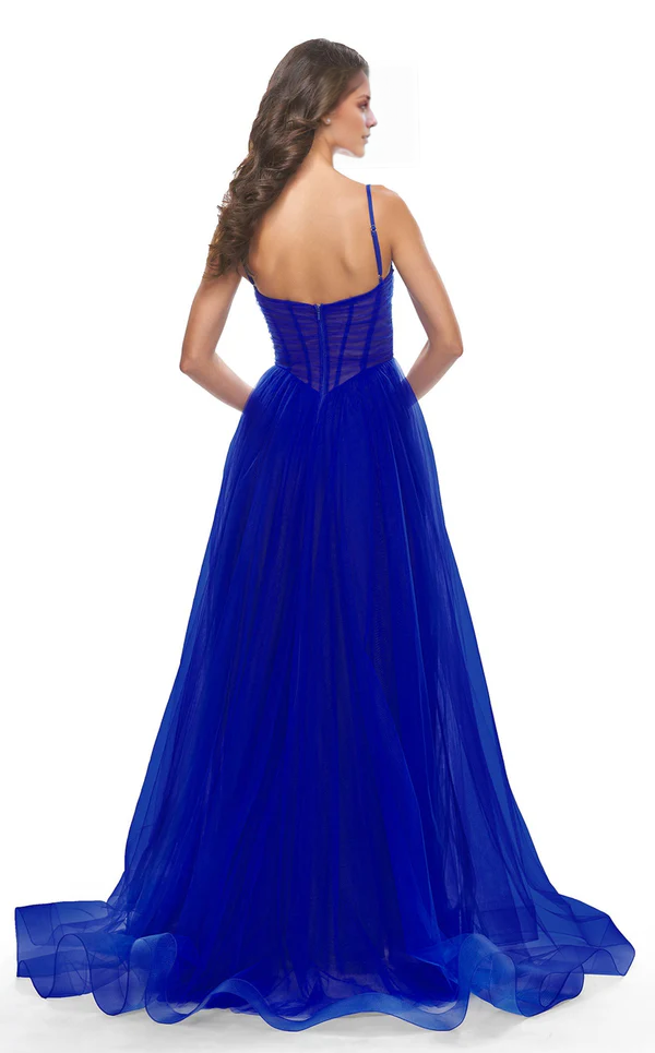 A-Line V-Neck Lace-Up Back Floor-Length Prom Dress - Chloe Dress