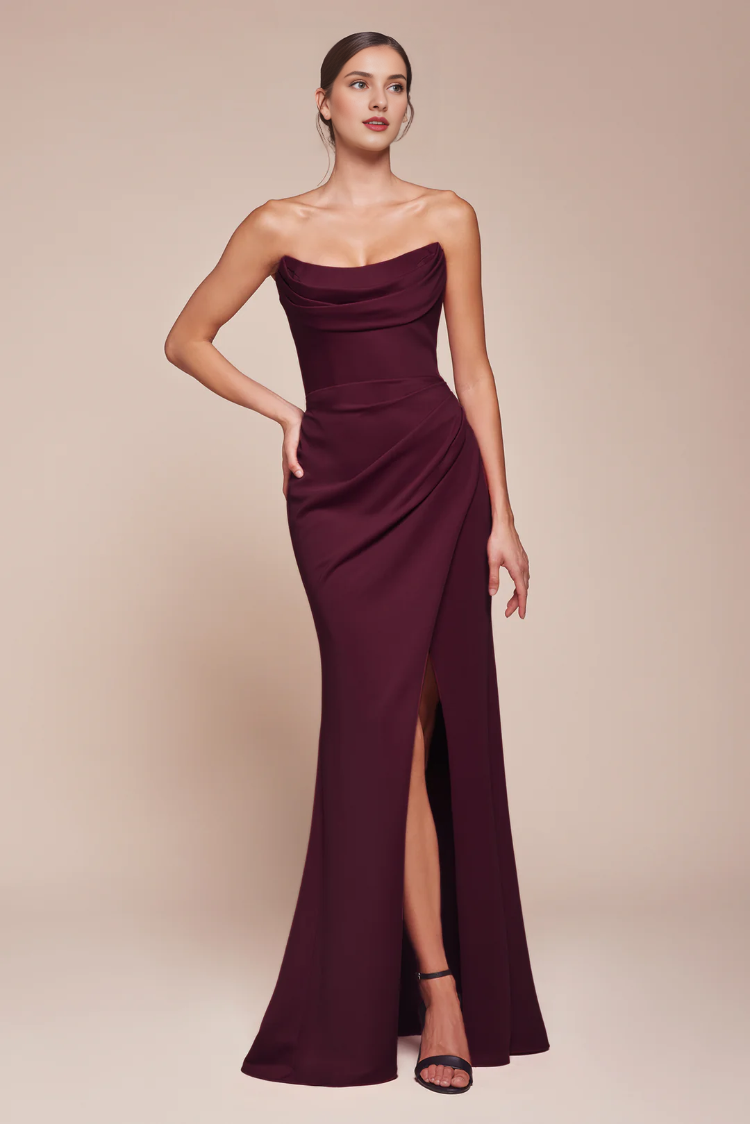 Strapless Chiffon High Slit Dress - Chloe Dress